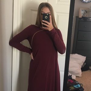 maroon long sleeve short dress